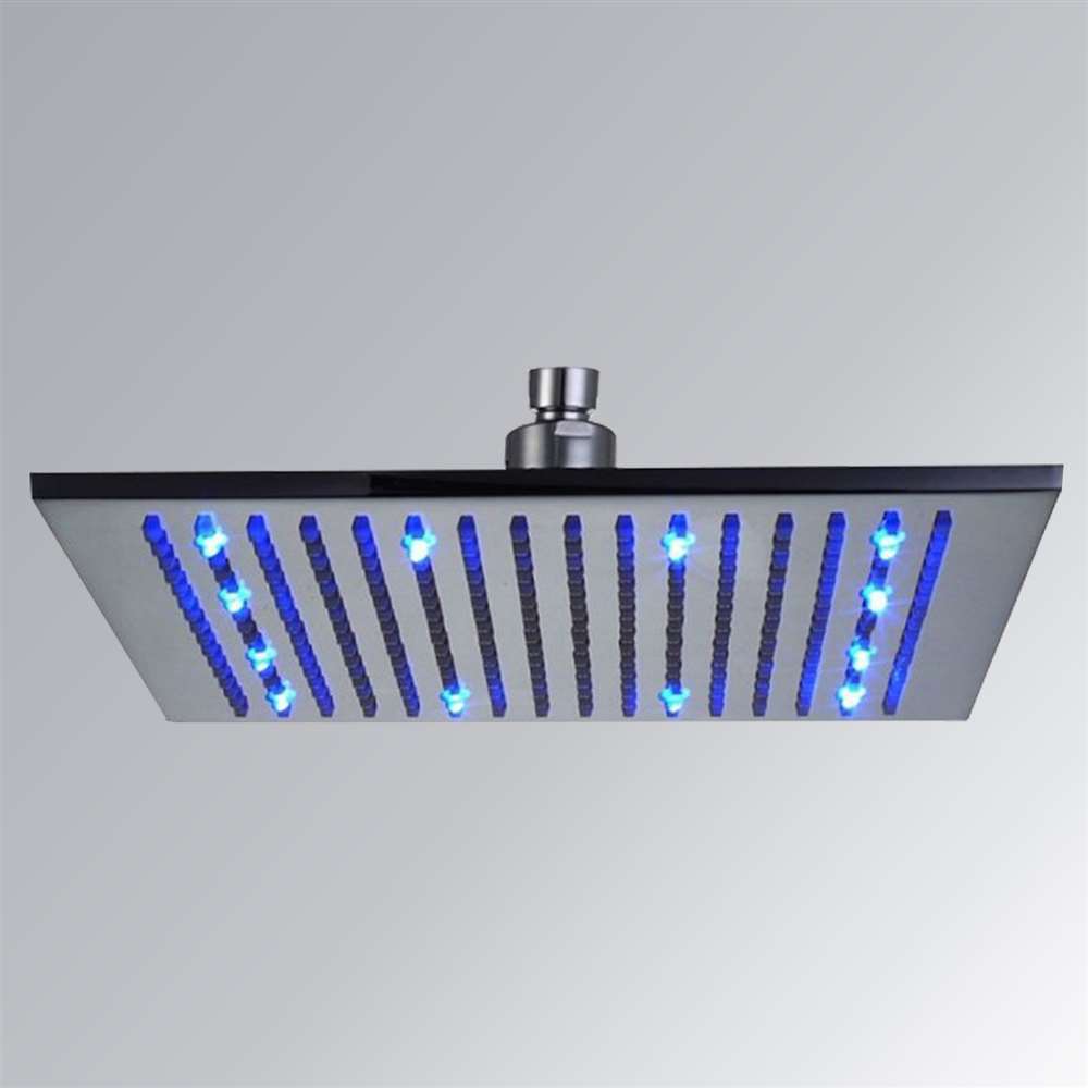 8 10 and 12 inch Square LED Rain Shower Head (BS9368)