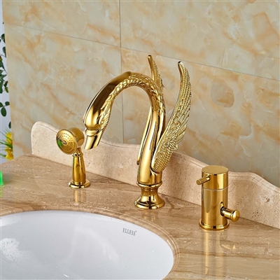 Gold Brass Swan Sink Faucet Match our Tub Sets AllBrass PVD Finish Free Ship 820
