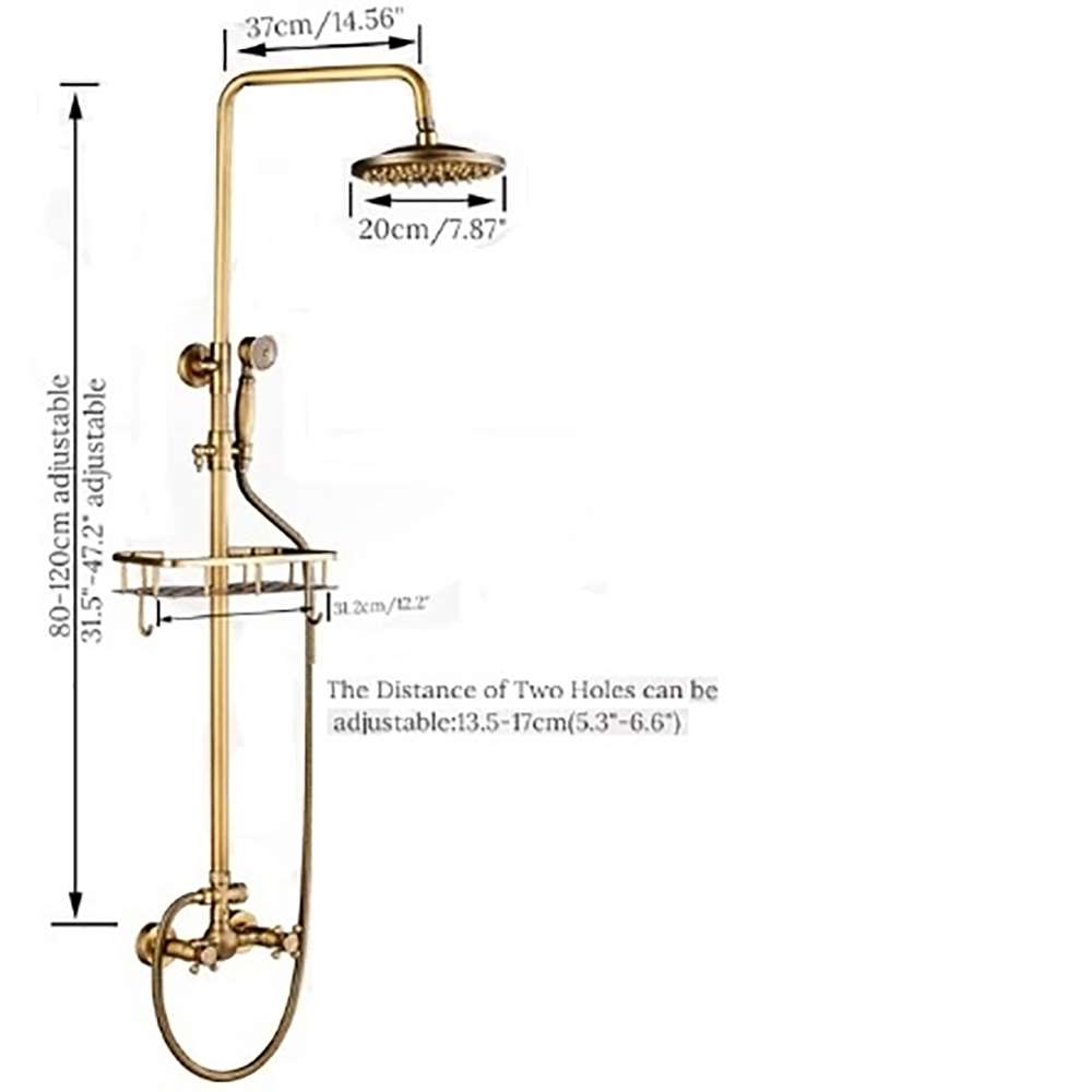 Amazing Antique Brass 8 inches Bathroom Shower Set with Shelf (BS9455)