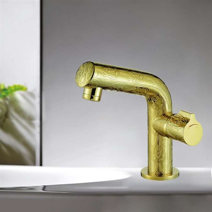 BathSelect Gold Sink Faucet Single Hole Solid Brass Material