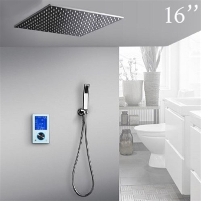 BathSelect Modern 16" Digital Ceiling Mount Bathroom Shower Set
