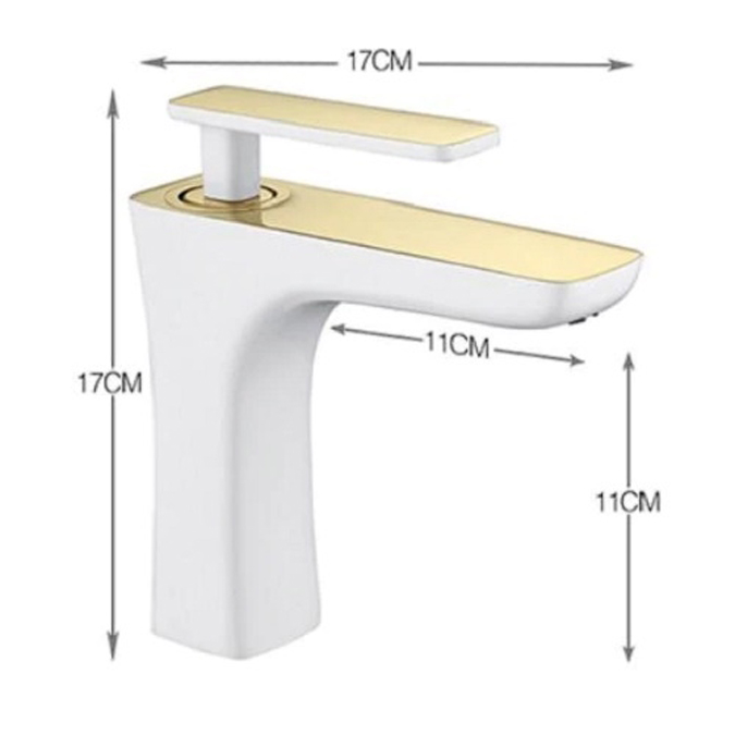 BathSelect Sleek Design White & Gold Combination Short Deck Faucet
