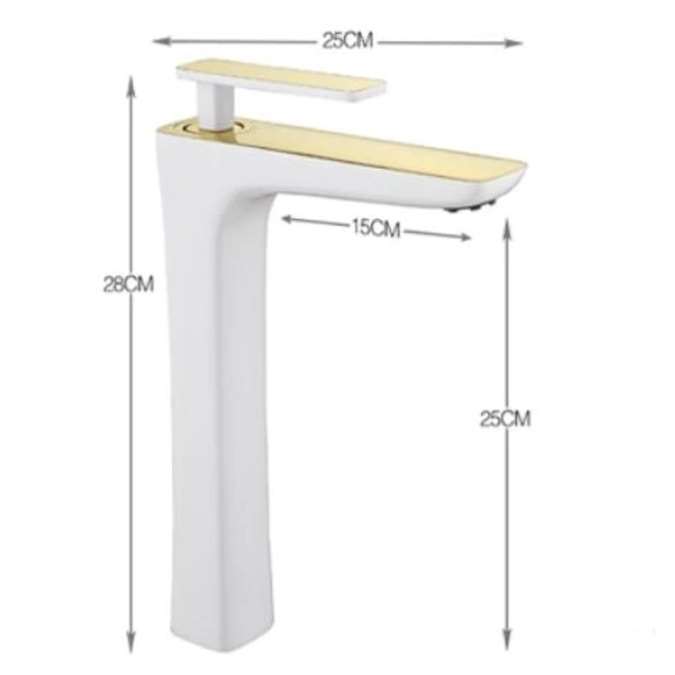 BathSelect Sleek Design White & Gold Combination Long Deck Faucet