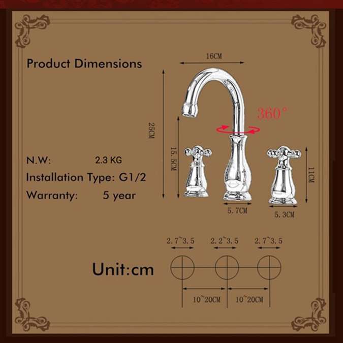 BathSelect Elegant Classic Long Faucet Dual Handle