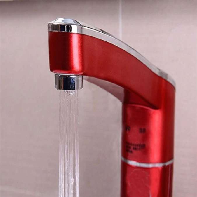 BathSelect Electric Red Deck Mount Single Handle Faucet
