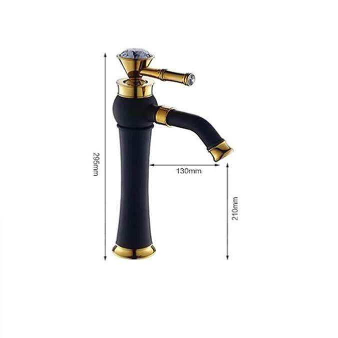 BathSelect Queen Gold Crown Long Black Deck Mount Faucet