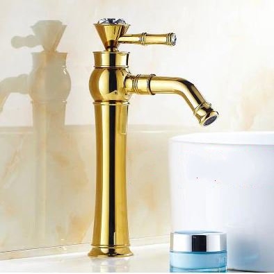 BathSelect Queen Gold Crown Gold Long Deck Mount Faucet