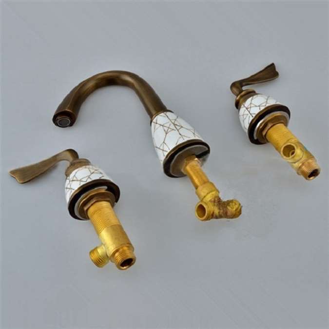 BathSelect Antique Brass Three Piece Sink Faucet