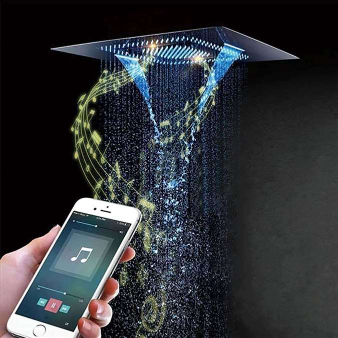 BathSelect Stylish Summer Shower Head Phone Control Musical Chrome Ceiling Embedded Shower