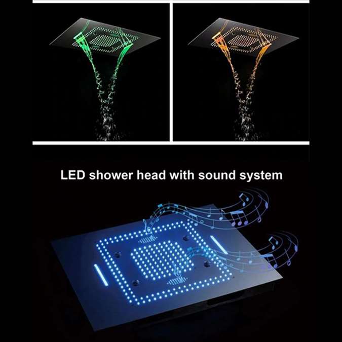 BathSelect Stylish Summer Shower Head Phone Control Musical Chrome Ceiling Embedded Shower