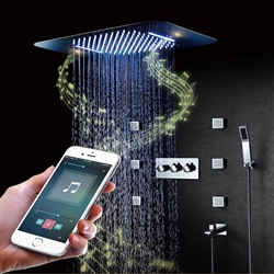 color changing LED Showerhead Ceiling Phone Control With Jet Spray Set