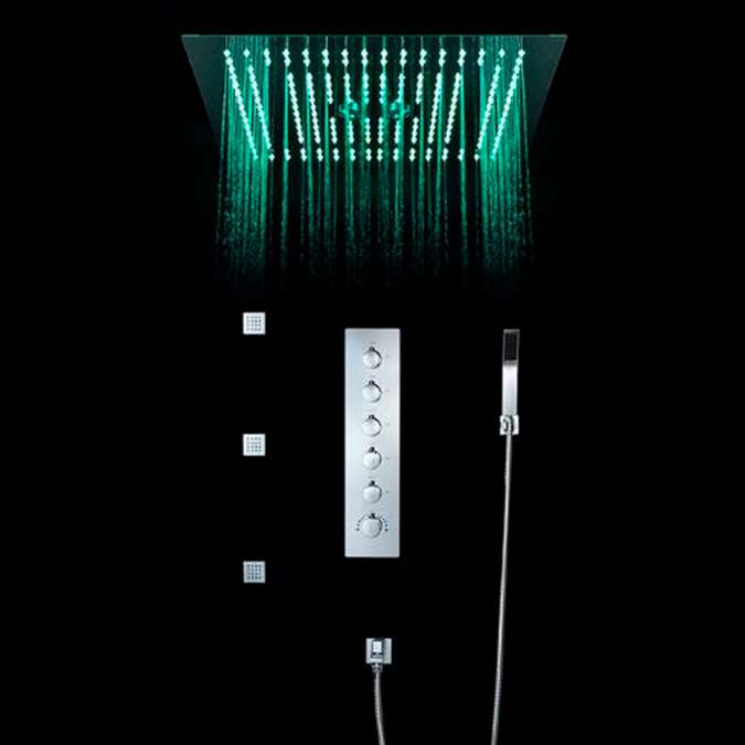 BathSelect Modern Design LED Rain Shower Head with Chrome Jet Spray & Tub Spout