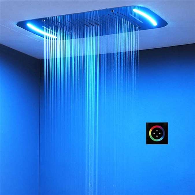 Bathselect Beautiful Curved LED Shower Head with 64 Manual Colors Shower Set