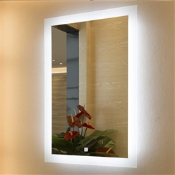 BathSelect Luxury Style Modern White LED Wall Mirror With Rectangular Frosted Strip