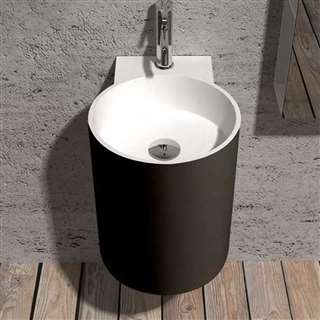 Rochester Round Shaped Ceramic Hospitality Sink In Matte Black With Attached Chrome Faucet
