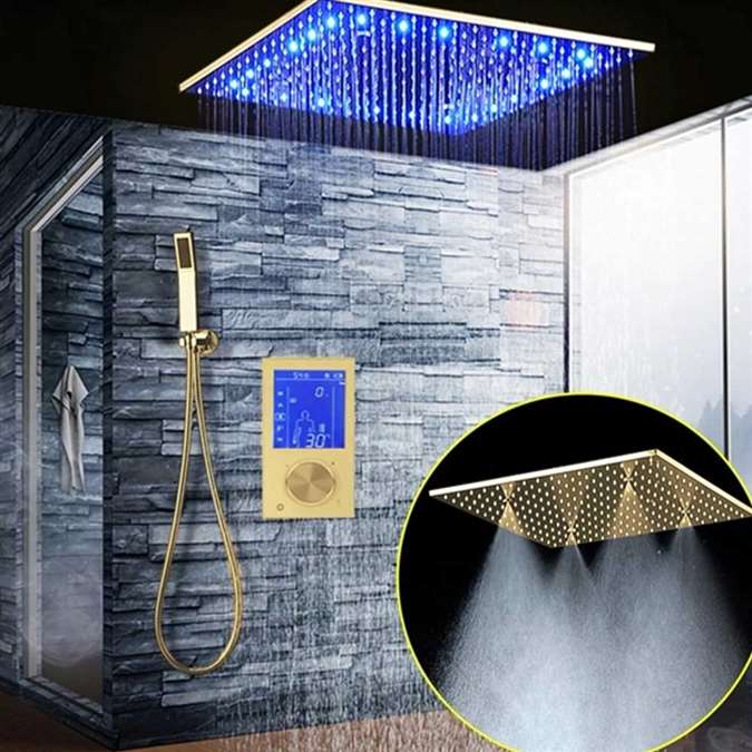 Hotel Ultra Design Solid Brass Multi Color LED Rainfall Shower Head ...