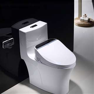 BathSelect Intelligent Toilet Seat With Temperature Display And Remote Control In White And Black Finish