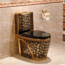 Revit Families Toilet black and gold floral design