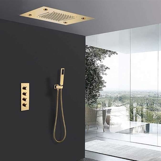 Buy Fontana Hotel 20 Inch LED Gold Thermostatic Shower Panel Set One ...