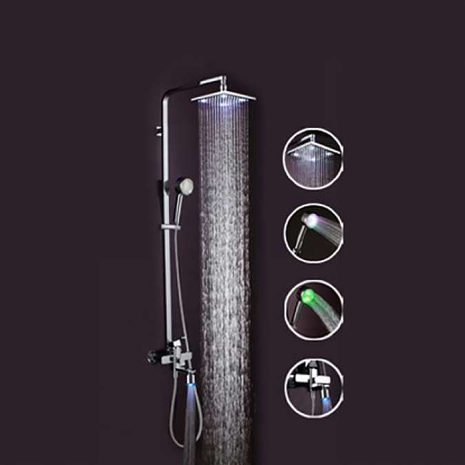 Rena LED Shower Set - Square Waterfall Shower Head 