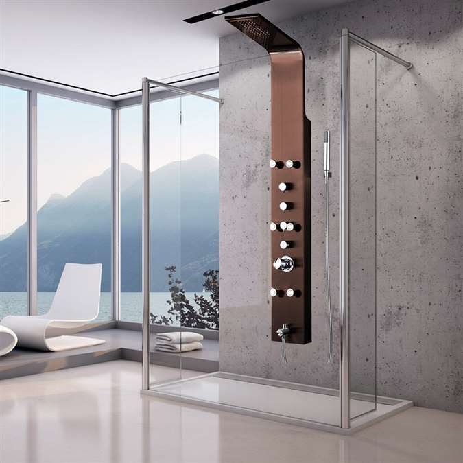 Oil Rubbed Bronze Shower Panel Column Body Massage System W/Hand Sprayer Set 
