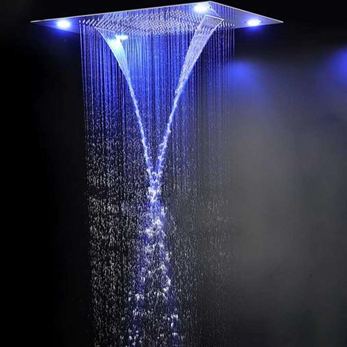 Chrome showerhead and bathroom fixture finish