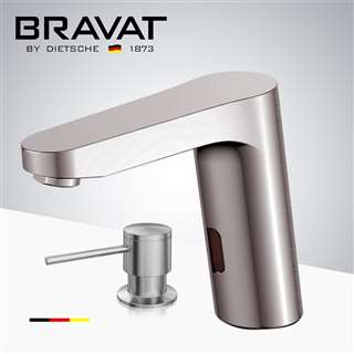 BathSelect Brushed Nickel Infrared Automatic Electronic Commercial Faucet with Manual Soap Dispenser