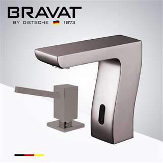 BathSelect Brushed Nickel Infrared Automatic Electronic Commercial Faucet with Manual Soap Dispenser