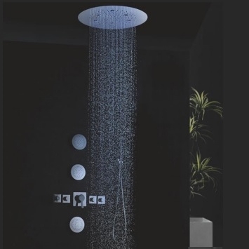 Billa Recessed Shower Head Shower System Color Changing Water Powered Led Shower With Adjustable Body Jets
