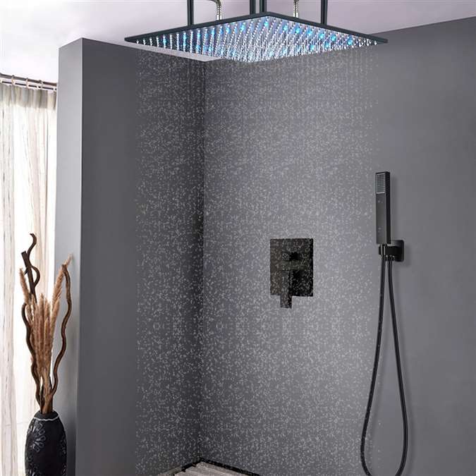 Oil Rubbed Bronze Square Color Changing Led Rain Shower Set At BathSelect