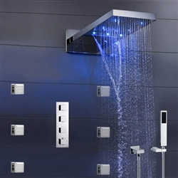 Waterfall 22" LED Color Changing Thermostatic Waterfall Rain Shower System