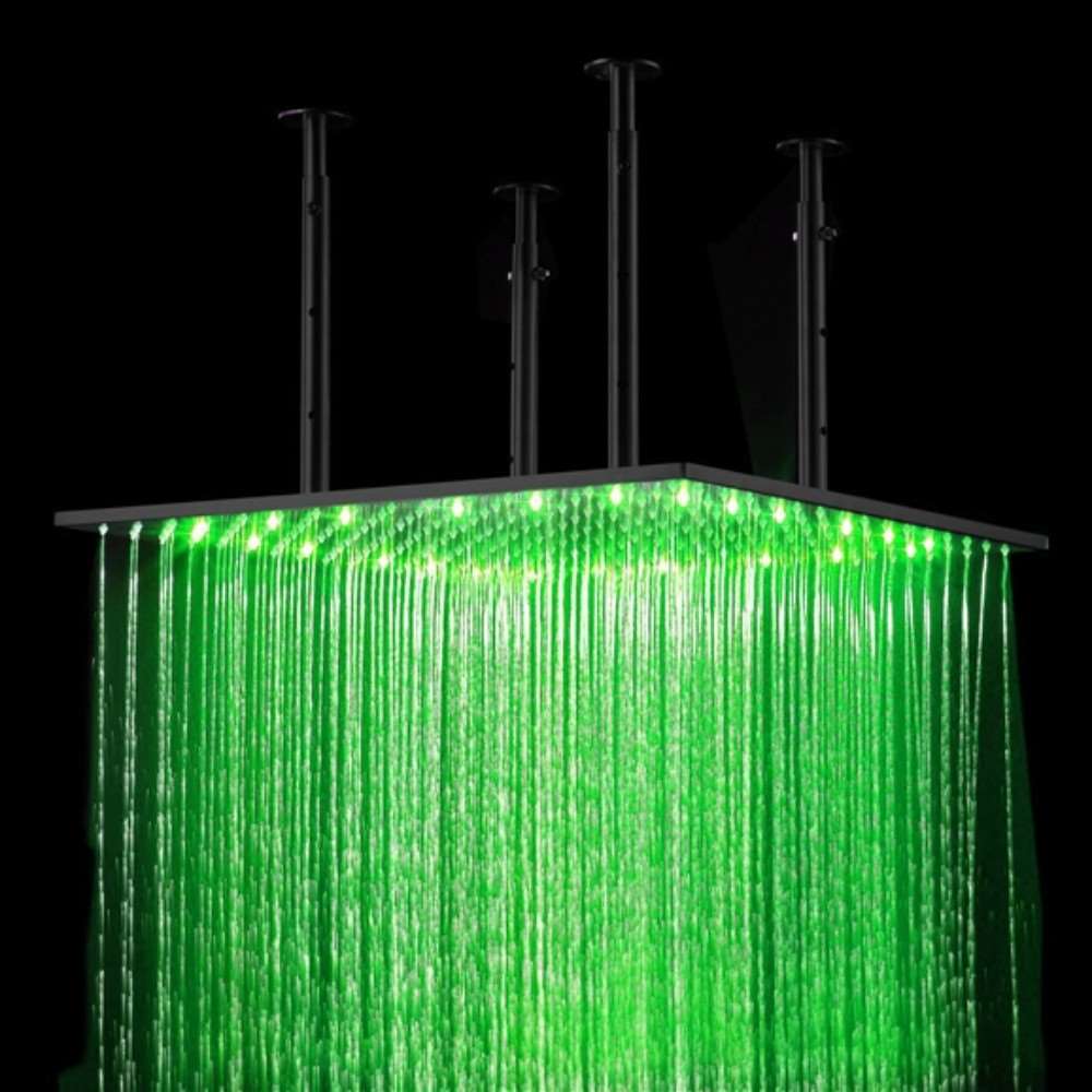 BathSelect 20 inch Dark Oil Rubbed Bronze Matte Black Square Color Changing LED Rain Shower Head image 4