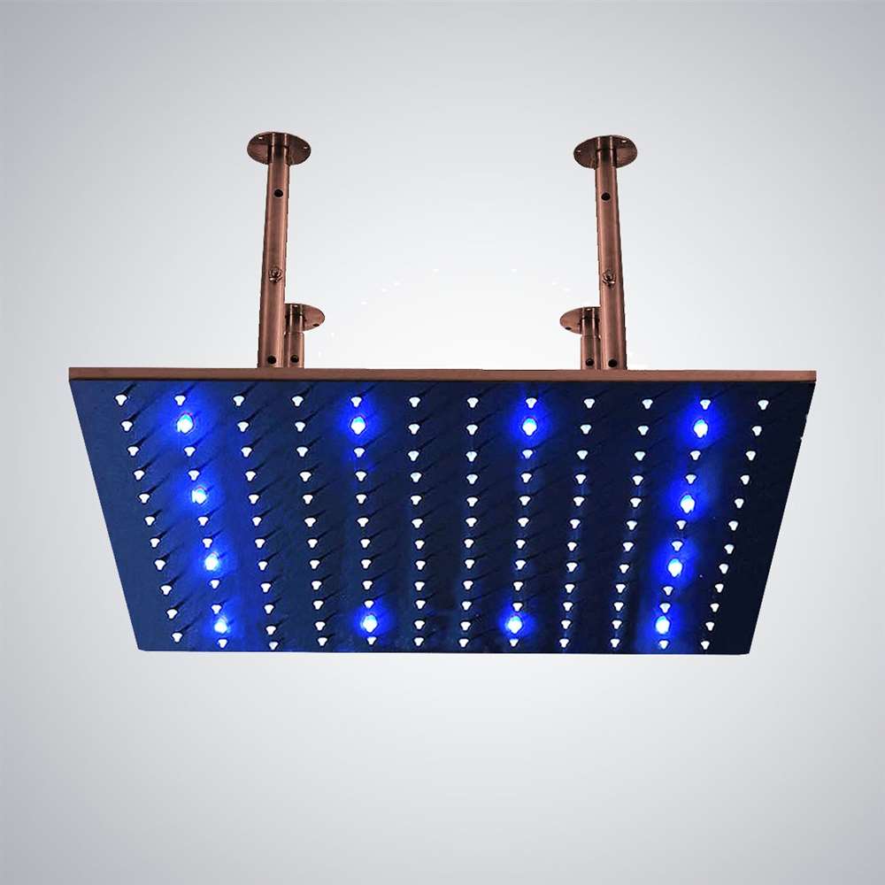 BathSelect 20 inch Light Oil Rubbed Bronze Square Color Changing LED Rain Shower Head image 1