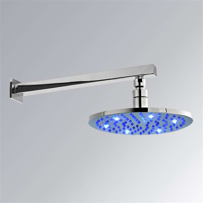 LED Color Change By Time 8 Inch Square Chrome Over head Rainfall Shower Head 