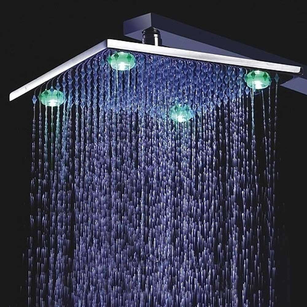 12 inch Brushed Nickel Square Color Changing LED Rain Shower Head (BST-D003-2ST)