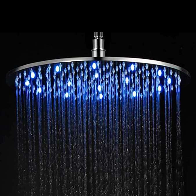 12" Contemporary Round Color Changing LED Rain Shower Head