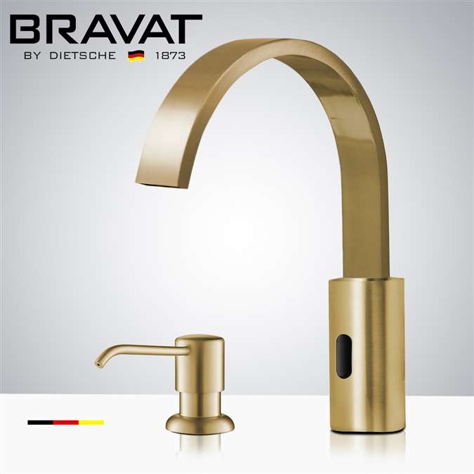 The Brushed Gold Bravat Commercial Infrared Automatic Electronic Faucet