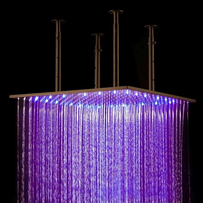 BathSelect 31" Brushed Bronze shower head Sqaure Color Changing LED Rain Shower Head