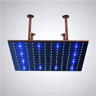 Hospitality Fontana 40" Brushed Bronze shower head Sqaure Color Changing LED Rain Shower Head