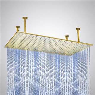 Hospitality 31" by 16" Gold Tone Square Color Changing LED Rain Shower Head