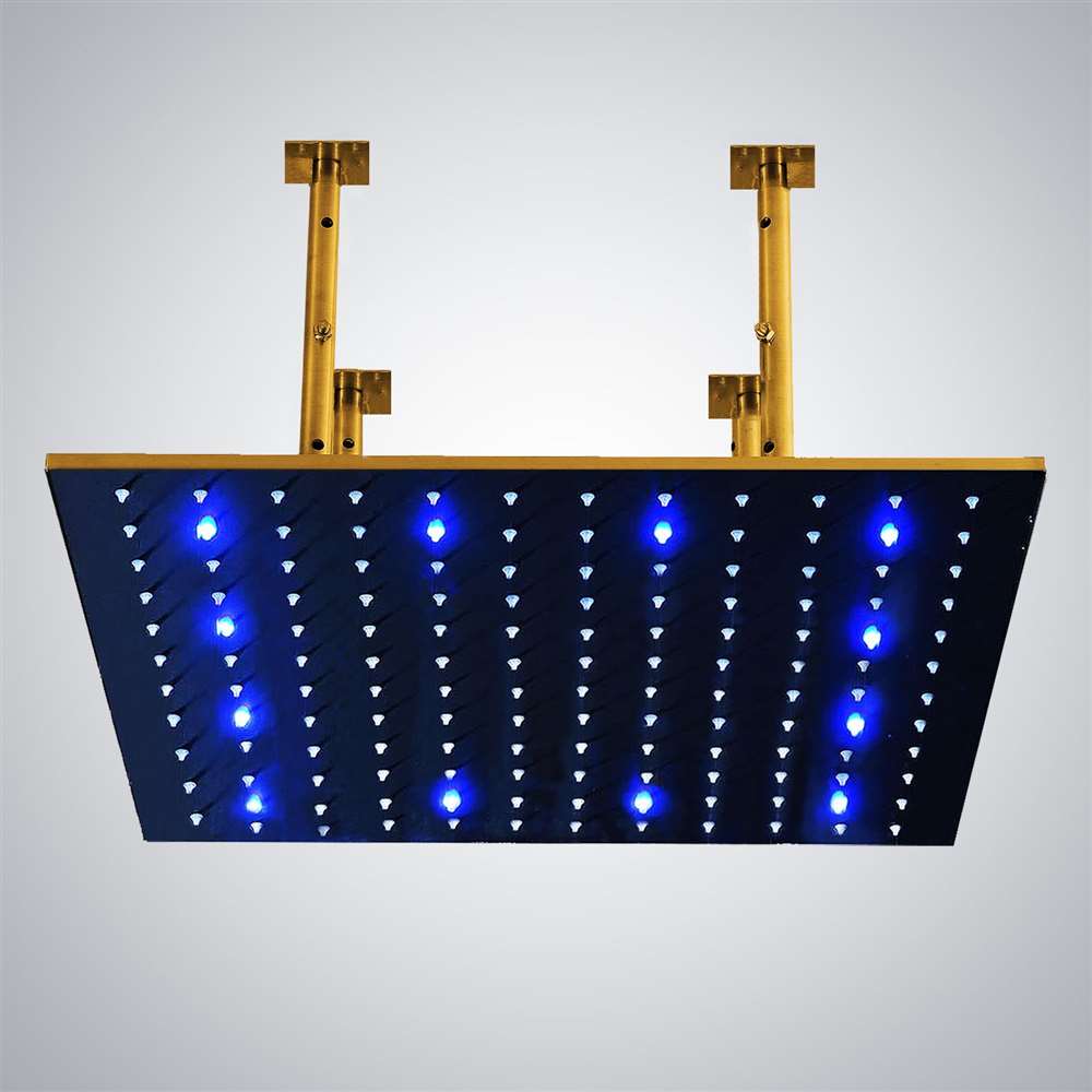 24 inch gold tone square color changing LED rain shower head (BST009-1Gold)