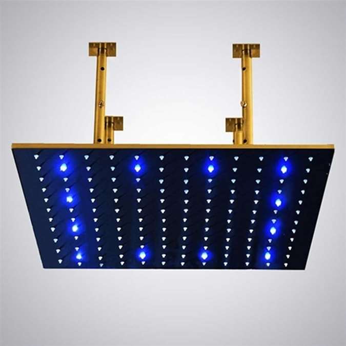 For Luxury Suite 24" Gold Tone Square Color Changing LED Rain Shower ...