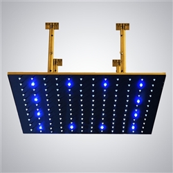 Hospitality 40" Gold Tone Square Color Changing LED Rain Shower Head