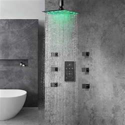 BathSelect  Multi Color LED Rain Shower Head With Thermostat LCD Digital Mixer And 360� Adjustable Body Jets