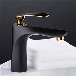 BathSelect Hospitality Single Handle Long Reach Spout Black & Gold Bathroom Faucet