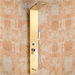 Gold Plated Finish Massage Shower Panel Wall Mounted RainFall