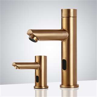 BathSelect Solo Gold Tone Automatic Commercial Sensor Faucet and Soap Dispenser