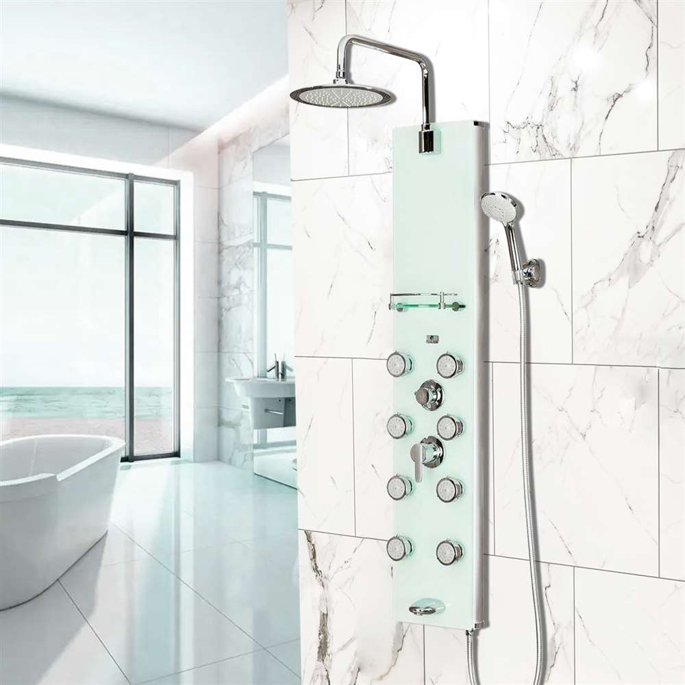 8-Jet Shower System with Glass Panel in Chrome (BST606)