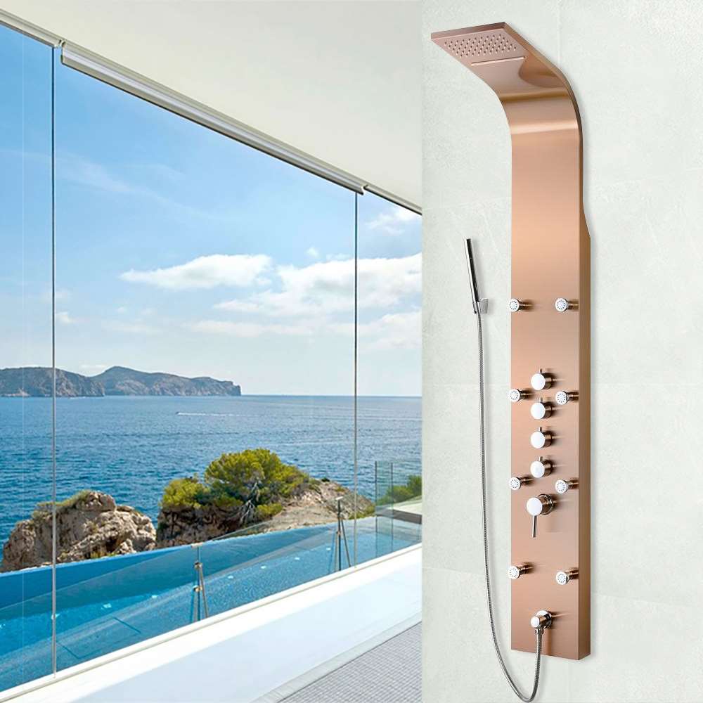 65 inch Shower Panel System in Bronze Stainless Steel with Rainfall Waterfall Head and Handheld Wand (BST614)