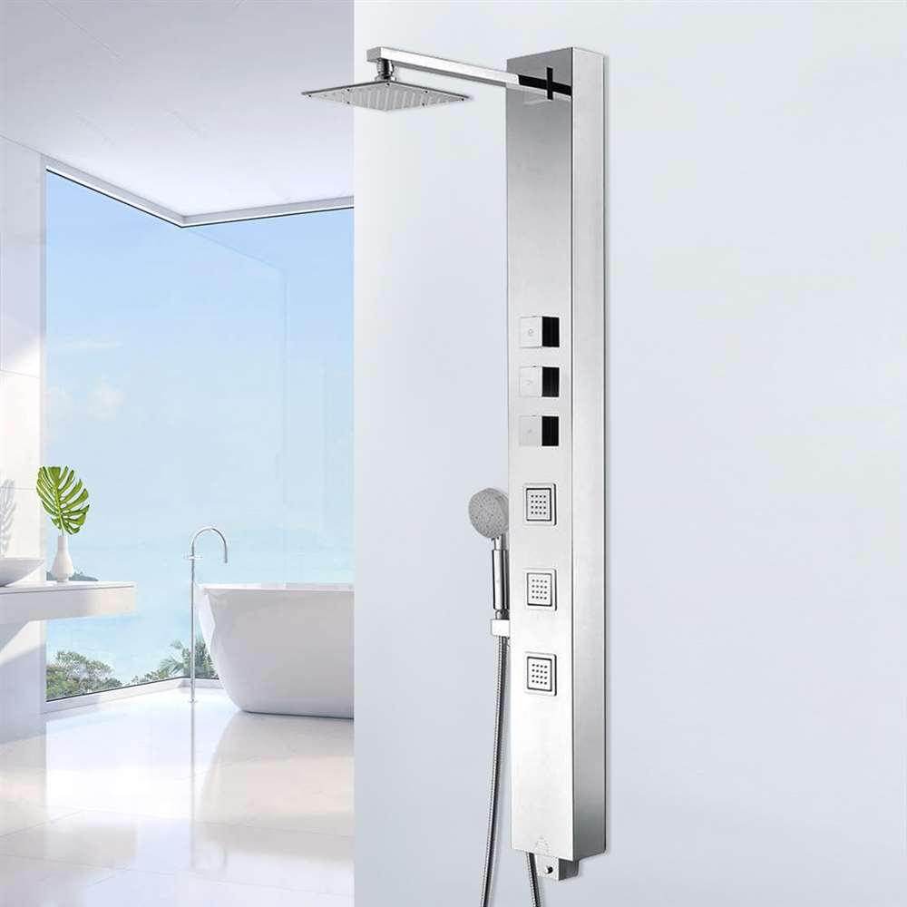 53 inch Shower Panel System with Heavy Rain Showerhead and Spray Wand in Chrome (BST624)